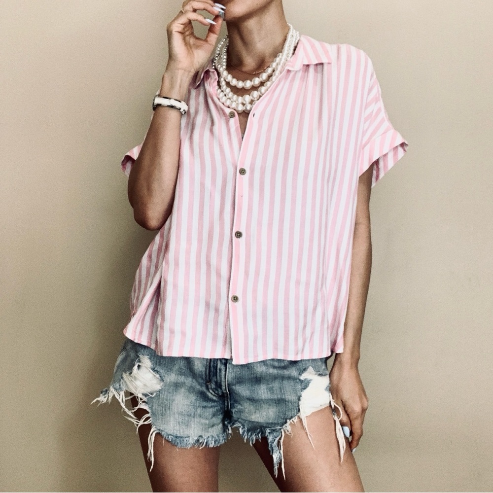 NWT Beachlunchlounge Adorable Women’s Button Down Shirt XL